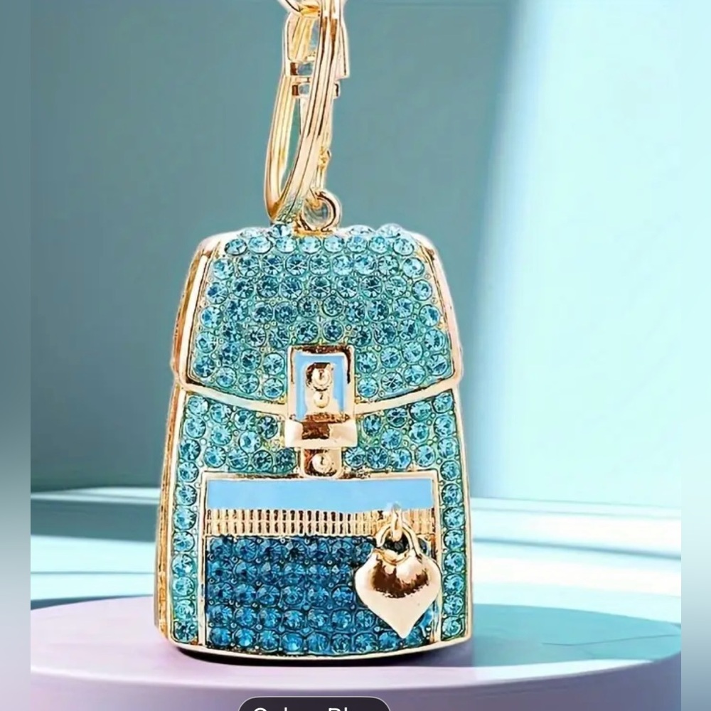 Rhinestone Backpack Keychain Shiny Alloy Key Chain Ring Bag Backpack Charm